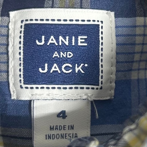 Lot of 2 JANIE & JACK Boy’s Size 4  Button Up Long Sleeve Plaid Shirts - Picture 3 of 4